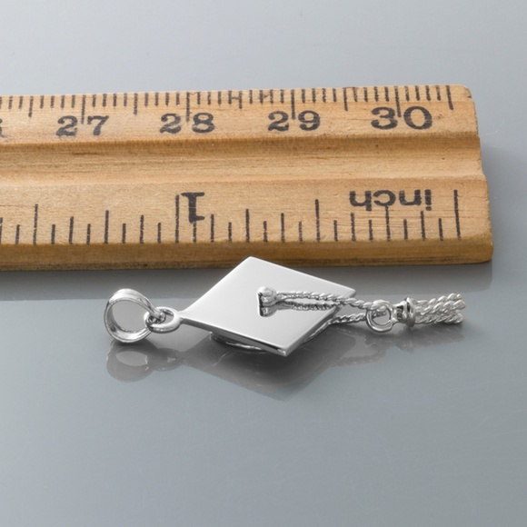 Sterling Silver Graduation Cap w Tassel Charm - Picture 3 of 6